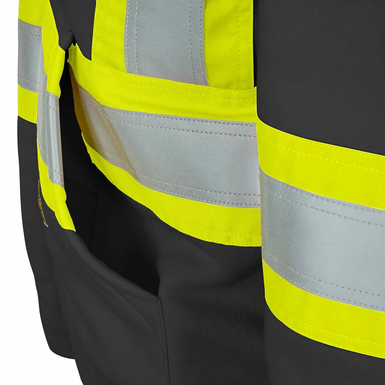 Pioneer Hi Vis Flame Resistant Safety Hoodie for Men and Women - Zip Up Black Cotton Hoodie - Pockets - Detachable Snap Hood