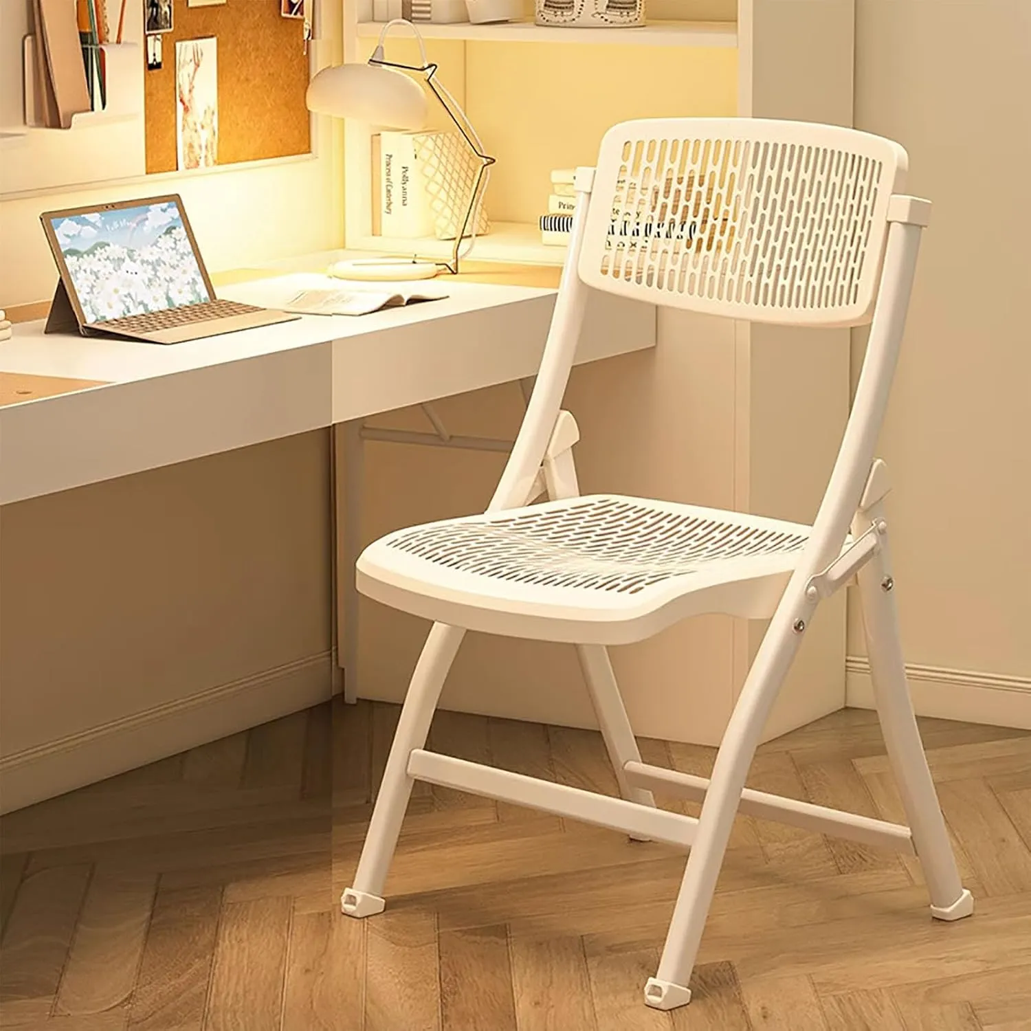 Plastic Stackable Folding Chairs,Stackable Folding Dining Chair Portable Event Chair Comfortable Breathable Mesh Seat Event Chair for Bedroom and Living Room,A,46x54x85cm(18x21x33inch)