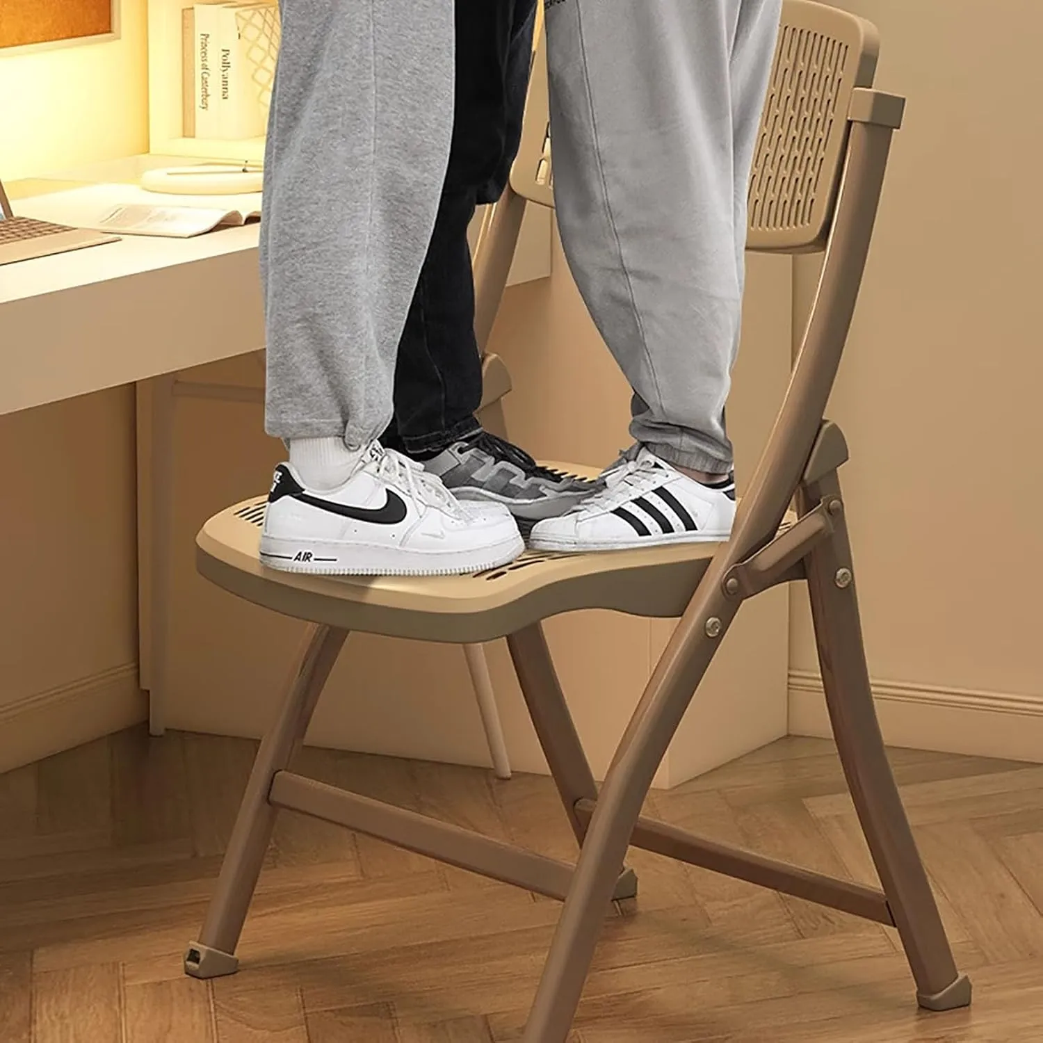 Plastic Stackable Folding Chairs,Stackable Folding Dining Chair Portable Event Chair Comfortable Breathable Mesh Seat Event Chair for Bedroom and Living Room,C,46x54x85cm(18x21x33inch)