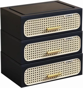 Plastic Desk Organizer with Drawers,Desktop Organizers Drawers Storage,Stackable Storages Drawers for Rings Earrings Necklaces Bracelet Jewelry Watch Keys(Black,3tier)