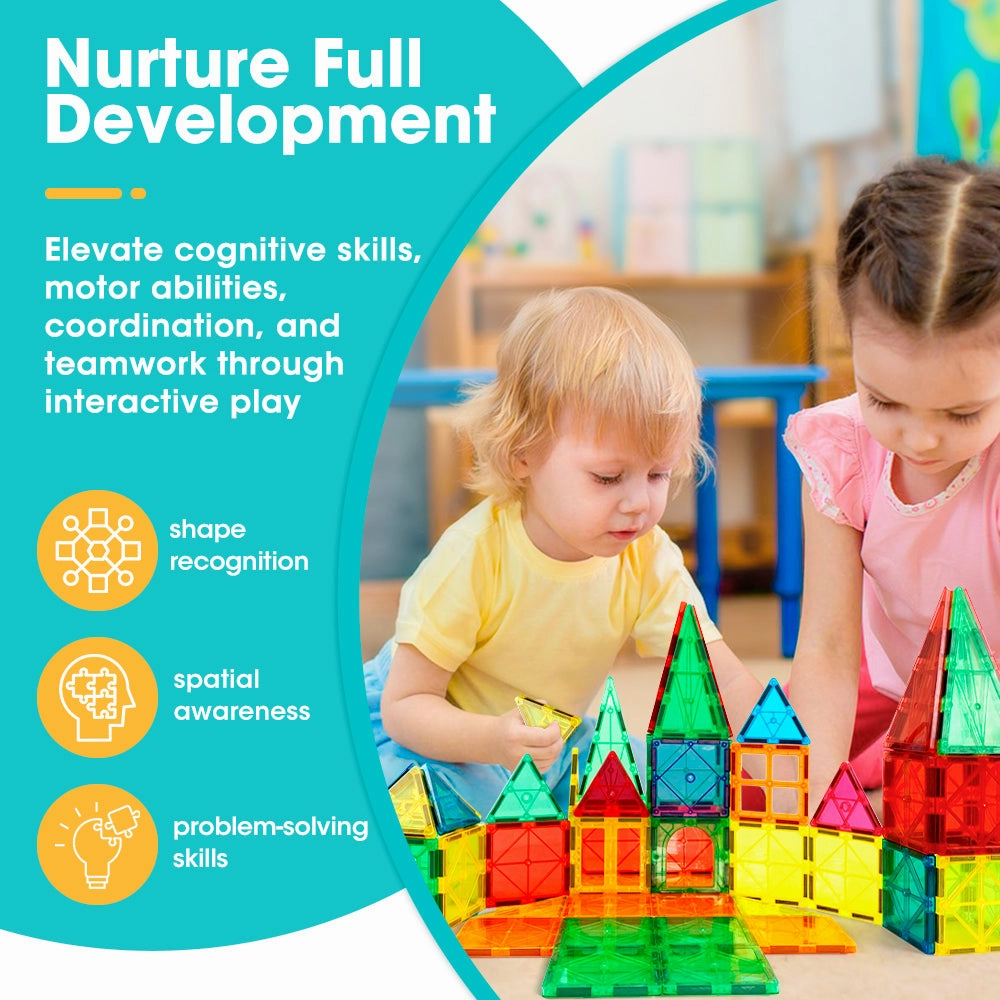 Playpals 120PCS Kids Magnetic Tiles Blocks Building Educational Toys Child Gift