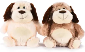 Plush Puppy Set of 2 - Soft, Cuddly Brown and Light Brown Toy Dogs, Washable, Ideal for Kids Aged 3  - 9.8 x 5.9 x 9.1 inches, 0.38 lbs Each - Lightweight Stuffed Animals for Playtime