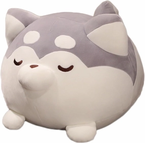 Plush Husky Stuffed Animal Dog Hugging Pillow Cuddly Plushie Toy Huggable Anime Husky Gifts for Kids and Lovers in Birthday, Valentines (Gray, 12 Inch)