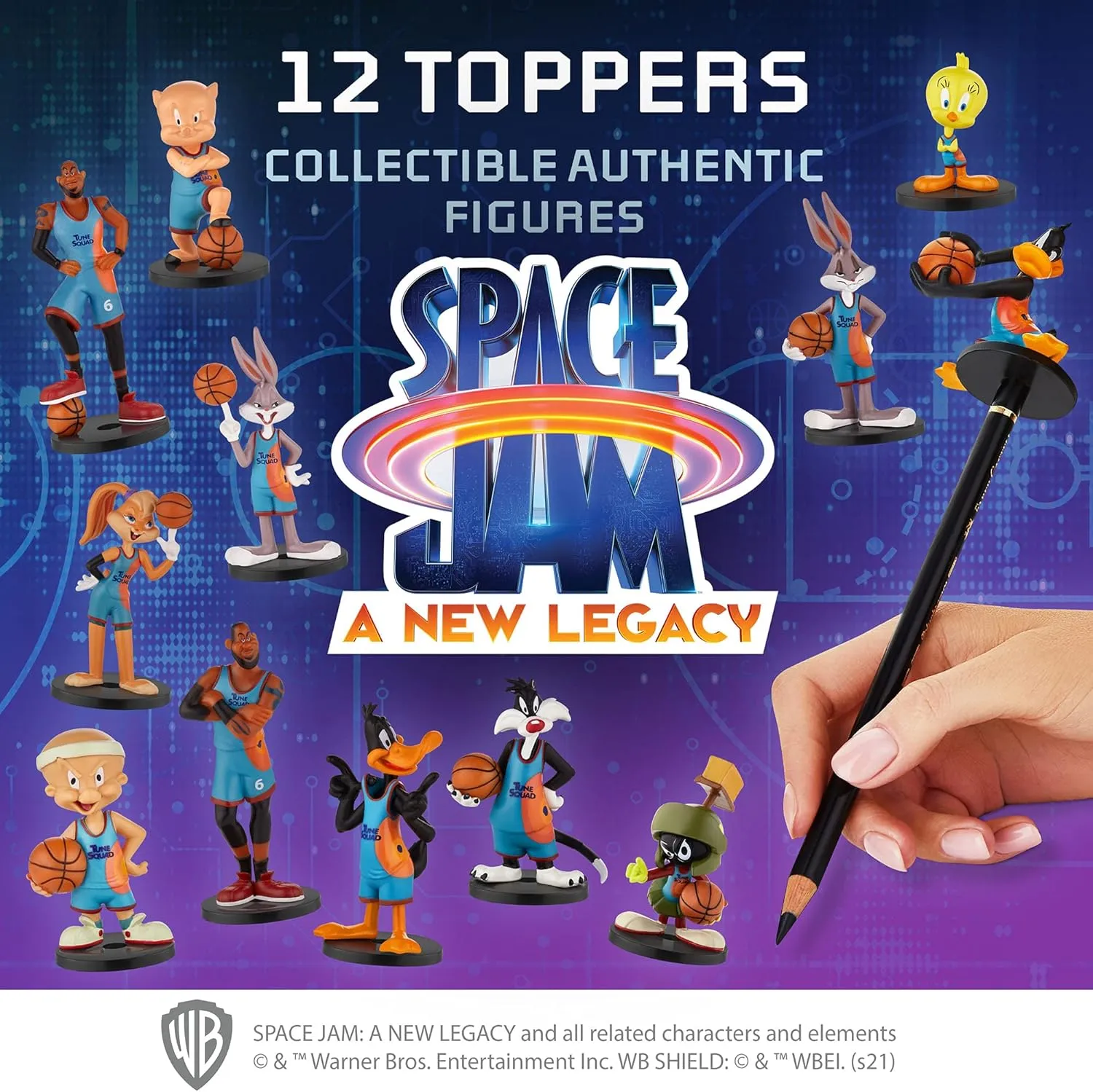 P.M.I. Space Jam Pencil Toppers | Collect All 13 Looney Tunes Toys Figures | Small Toys from Space Jam: A New Legacy | Party Supplies | Made
