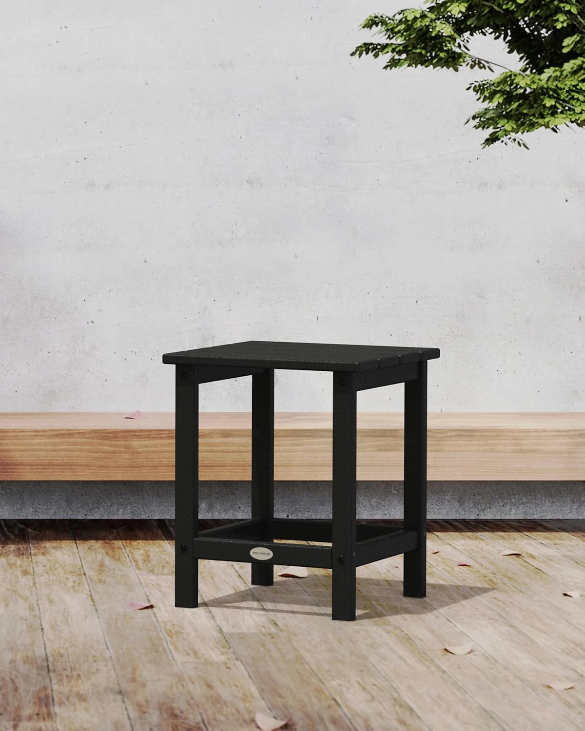 POLYWOOD Long Island 18" Side Table, Black