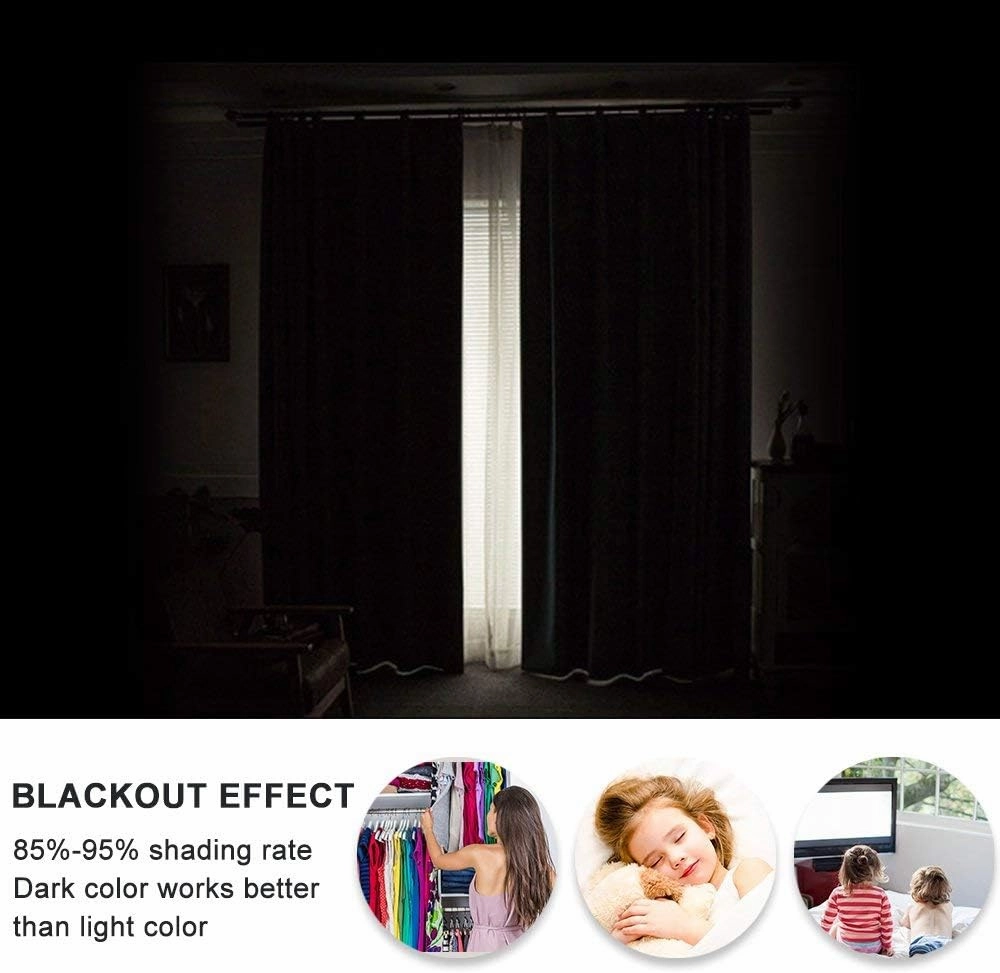 PONY DANCE Blackout Curtains for Bedroom 80 inch Long 2 Panels Set, Thermal Insulated Drapes Noise Reducing Solid Grommet Top Window Curtains for Home Decoration and Doorway, W55 x L80 inch, Grey