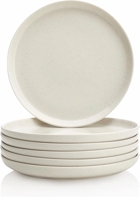 Porcelain 7.4 Inch Dessert Plates Set of 6 - Salad Modern Appetizer Plates - Dishwasher, Microwave, Oven Safe, Smooth Glaze, Scratch Resistant, Dove Gray