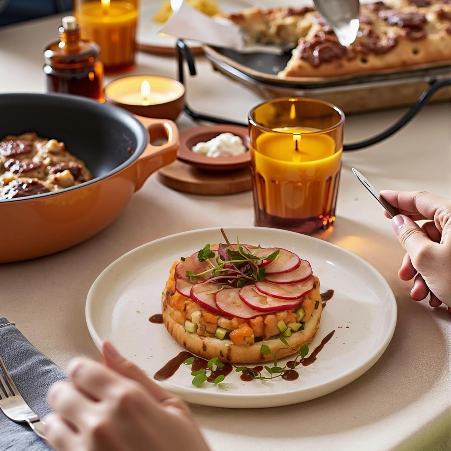 Porcelain 7.4 Inch Dessert Plates Set of 6 - Salad Modern Appetizer Plates - Dishwasher, Microwave, Oven Safe, Smooth Glaze, Scratch Resistant, Dove Gray