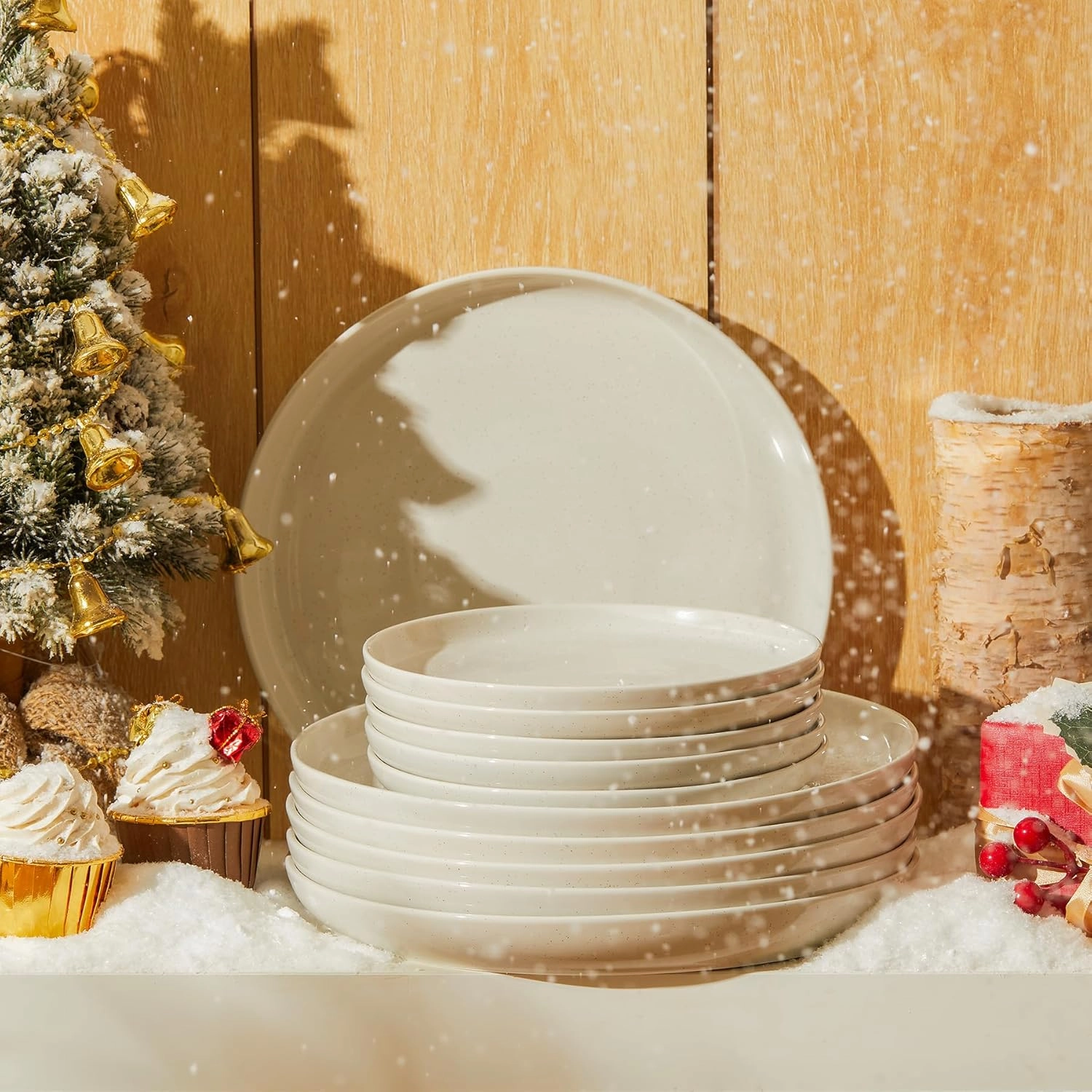 Porcelain 7.4 Inch Dessert Plates Set of 6 - Salad Modern Appetizer Plates - Dishwasher, Microwave, Oven Safe, Smooth Glaze, Scratch Resistant, Dove Gray