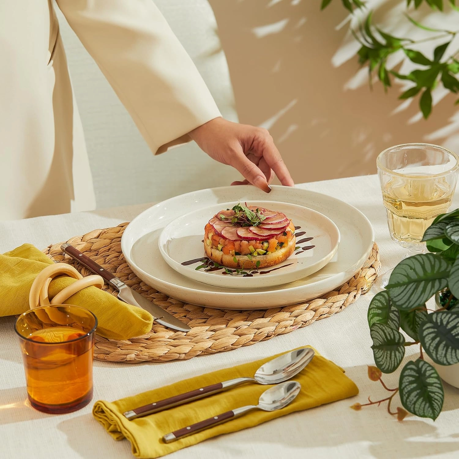 Porcelain 7.4 Inch Dessert Plates Set of 6 - Salad Modern Appetizer Plates - Dishwasher, Microwave, Oven Safe, Smooth Glaze, Scratch Resistant, Dove Gray