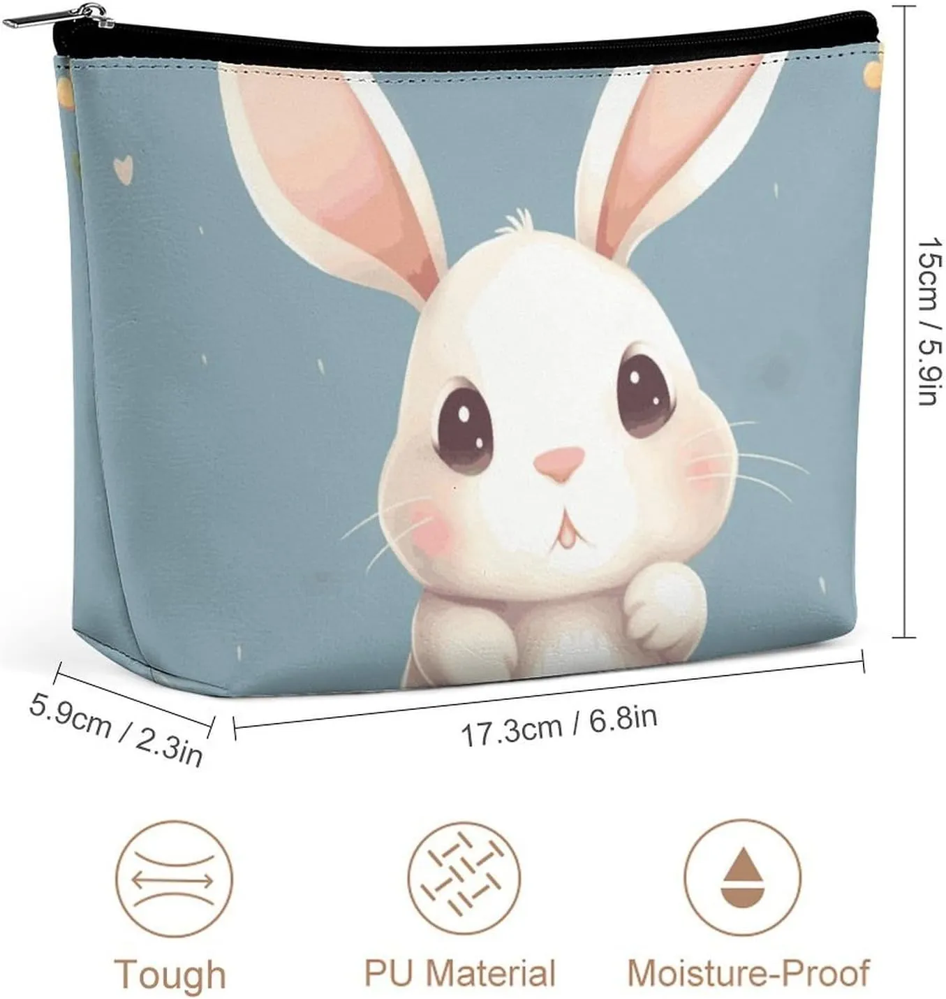 Portable Small Cosmetic Bag Cute Travel Makeup Bag Cartoon Cute Bunny Waterproof Toiletry Bag for Women