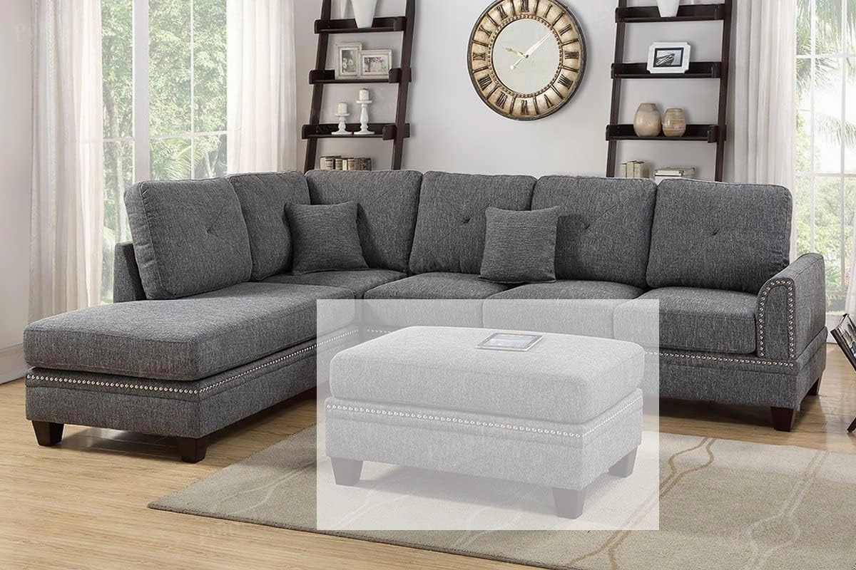 Poundex PDEX- Sectional Set, Ash Black
