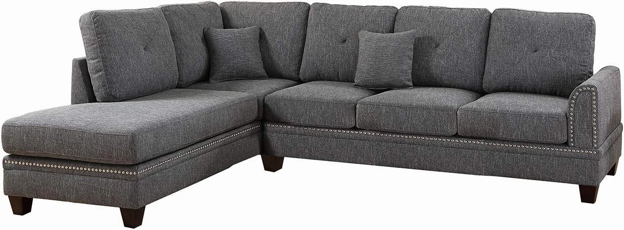 Poundex PDEX- Sectional Set, Ash Black