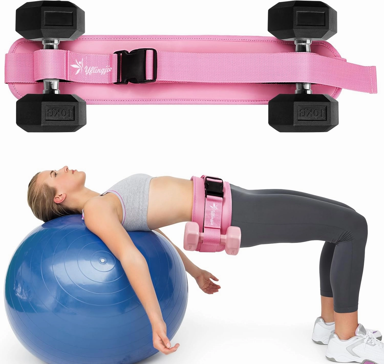 Premium Microfiber Leather Hip Thrust Belt - Thickened & Widened Gym Equipment with Anti-Slip Padding，Supports Dumbbells/Kettlebells/Weight Plates，Home & Workout Fitness Gear