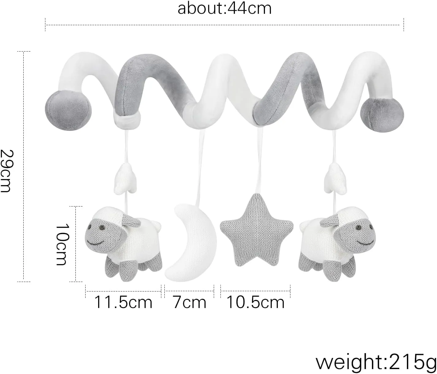 Promise Babe Hanging Car Seat Toys, Stroller Mobile Crib Bar with Bell, Baby Activity Spiral Plush Toys for Boys and Girls