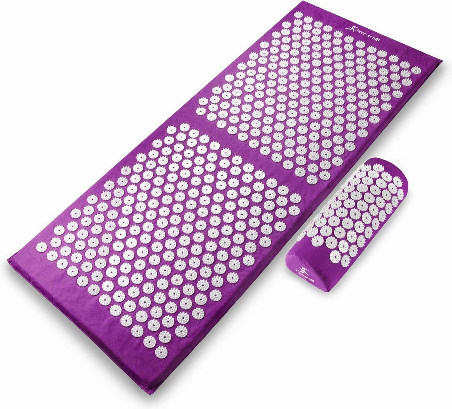 ProsourceFit Acupressure Mat and Pillow Set for Back/Neck Pain Relief and Muscle Relaxation, XL - Purpule/White