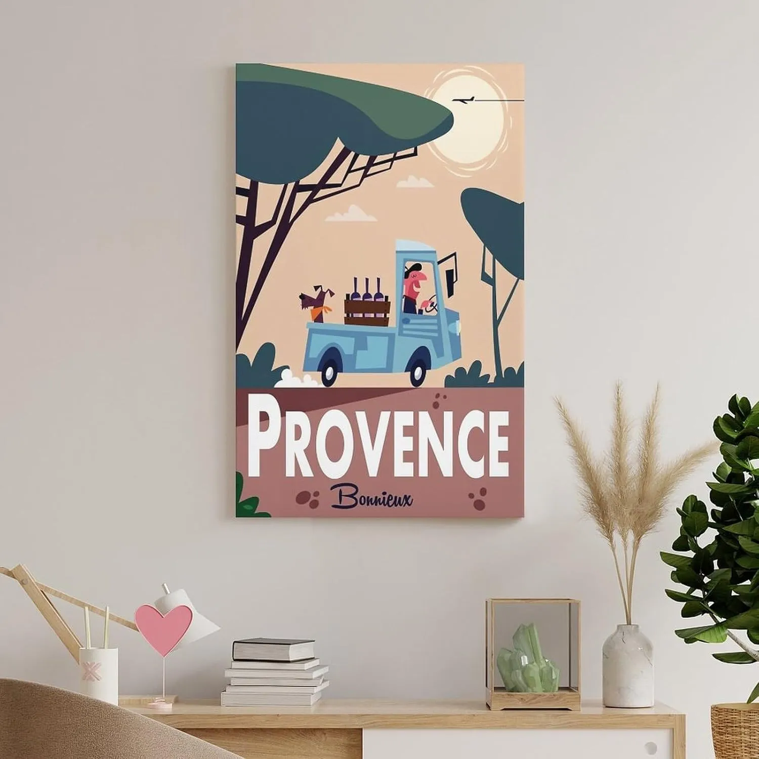 Provence Bonnieux France Vintage Travel Poster Print Canvas Wall Art for Bedroom Living Room HD Print Posters 16x24inch(40x60cm)