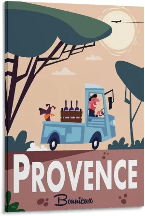 Provence Bonnieux France Vintage Travel Poster Print Canvas Wall Art for Bedroom Living Room HD Print Posters 16x24inch(40x60cm)