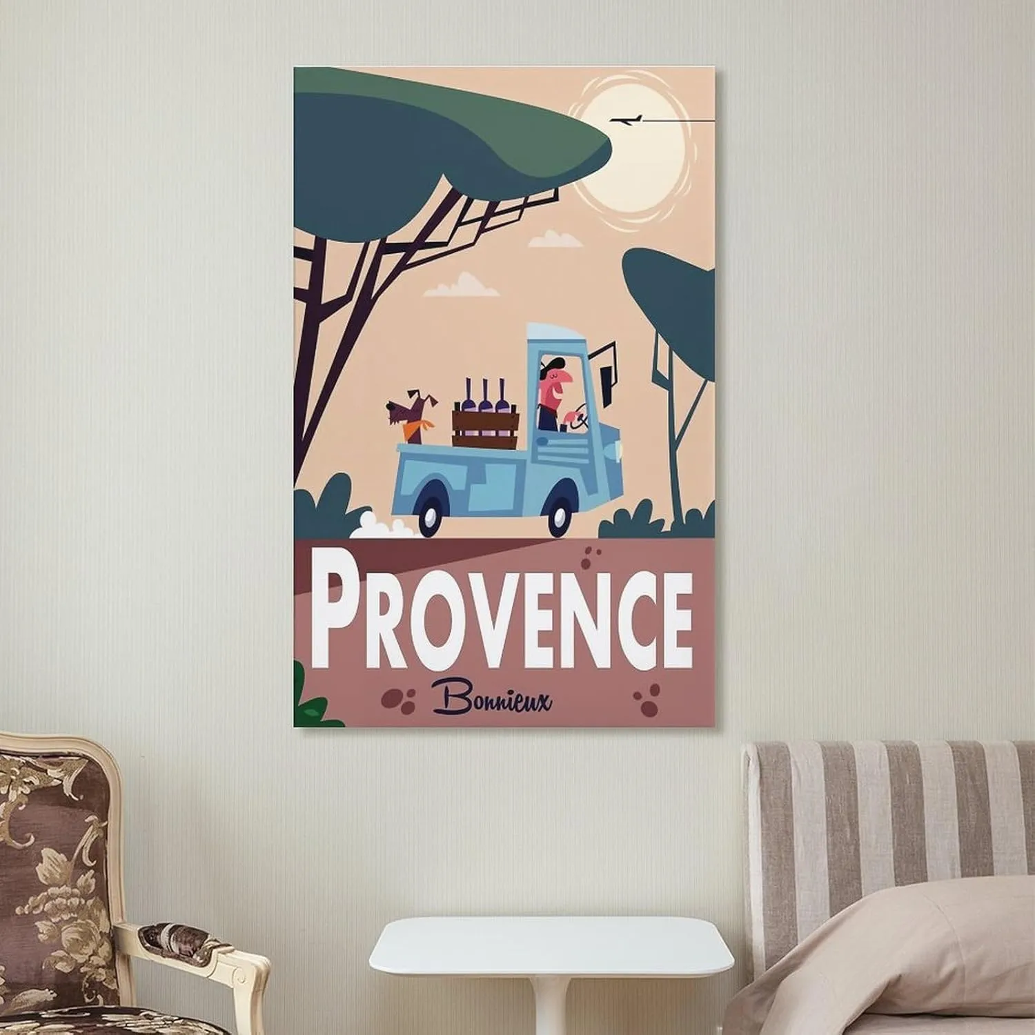 Provence Bonnieux France Vintage Travel Poster Print Canvas Wall Art for Bedroom Living Room HD Print Posters 16x24inch(40x60cm)