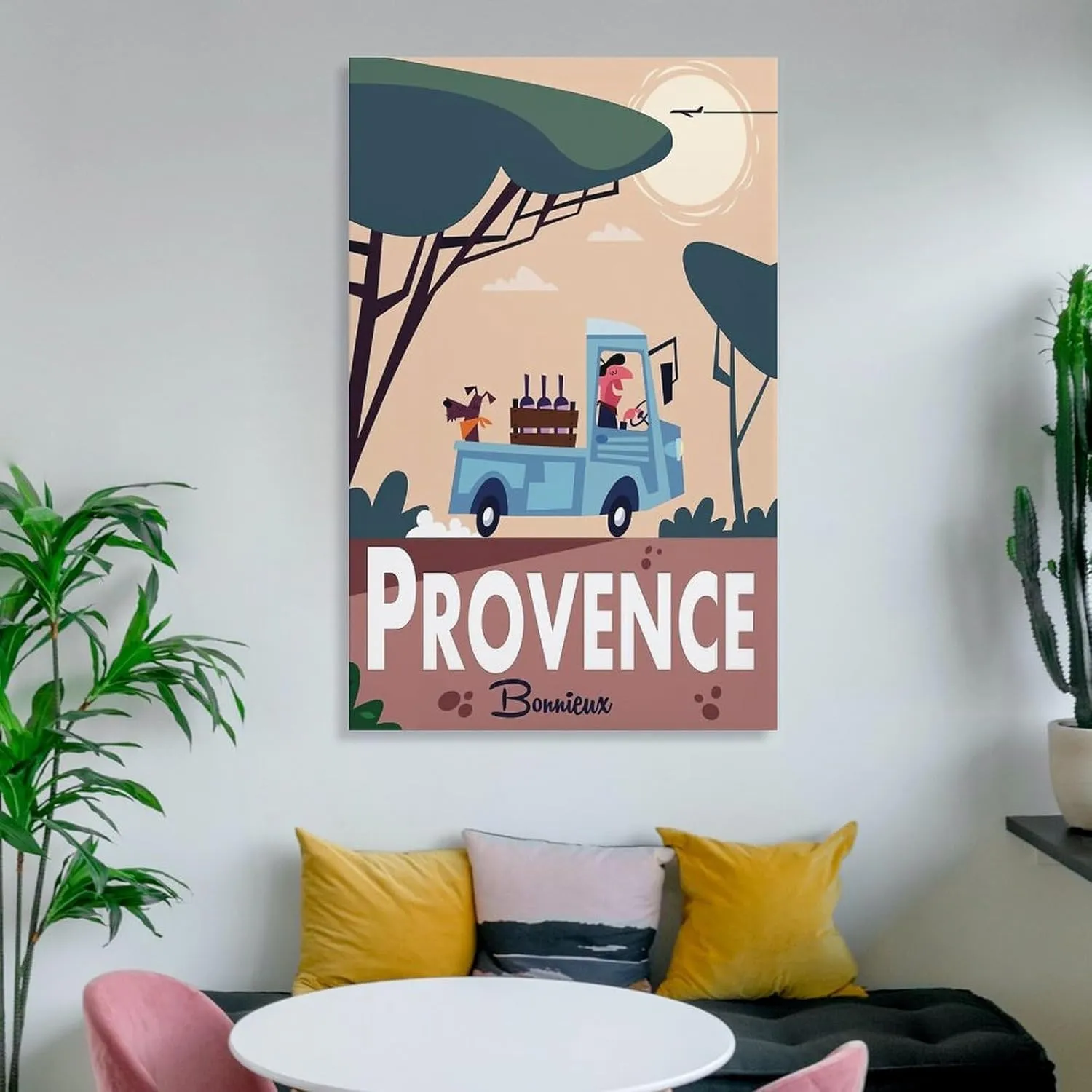 Provence Bonnieux France Vintage Travel Poster Print Canvas Wall Art for Bedroom Living Room HD Print Posters 16x24inch(40x60cm)