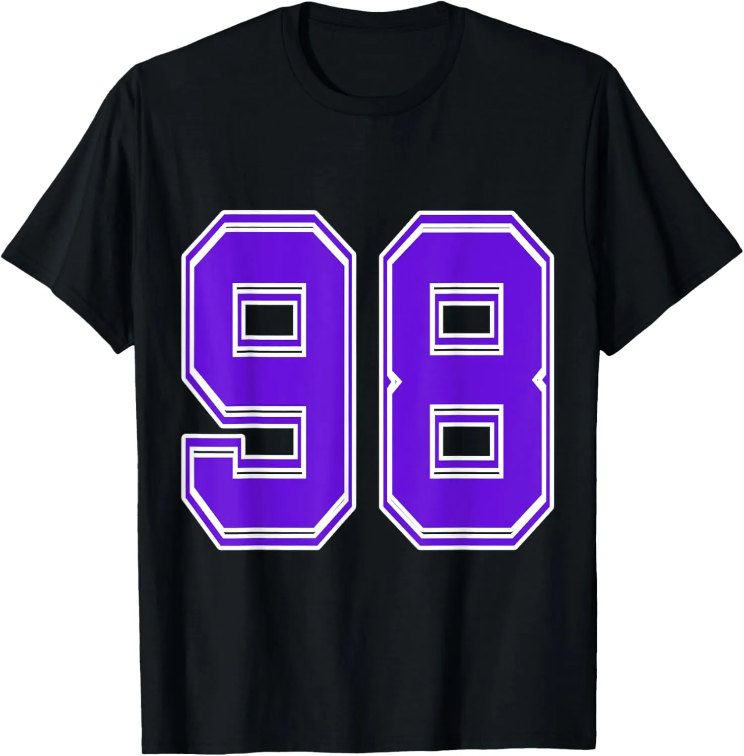 Purple Number 98 Football Baseball Soccer Hockey Sports Fans T-Shirt