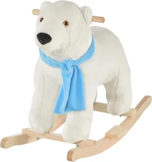 Qaba Kids Ride On Rocking Horse with Soft Polar Bear Body, Fun Roaring Sound, & Safety Handlebars/Footrests