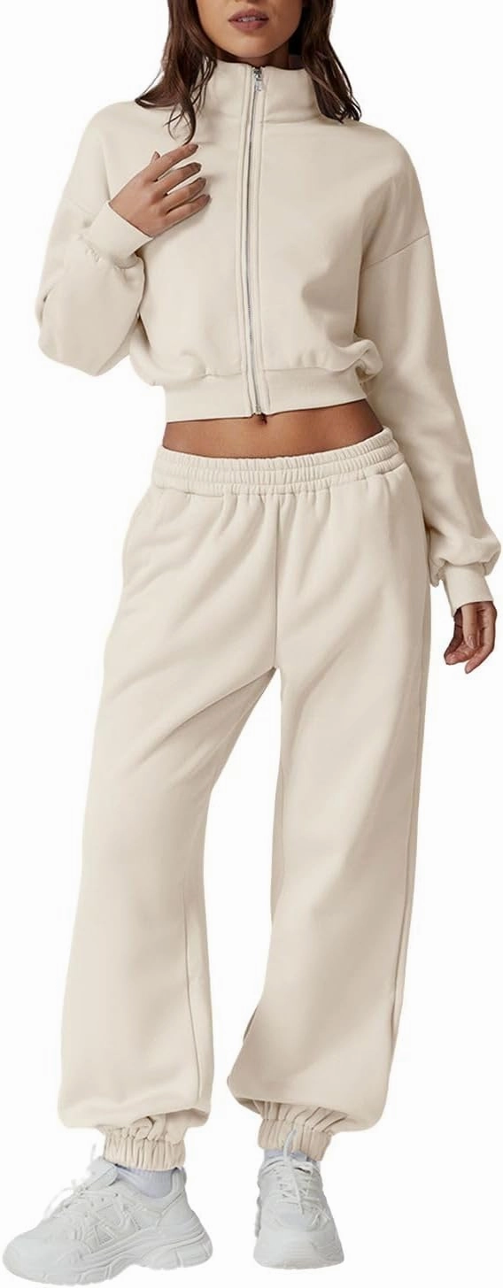 QINSEN Womens 2 Piece Oufits Full Zip Jacket Long Sleeve Sweatsuits Fleece Lounge Tracksuit with Joggers