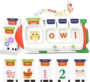 QuTZ Talking Flash Cards – CVC Word Spelling Games, Preschool Learning Activities Learning Toy, 107 Words Letter Matching Games, ABC Alphabet Flash Cards, Educational Toy for Toddler 3 4 5 6 Year Old
