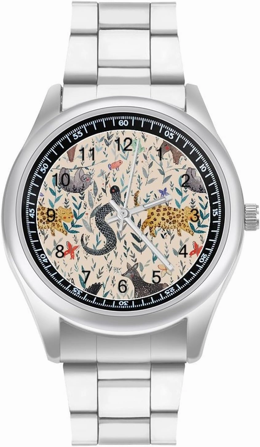 Rainforest Jam Casual Wrist Watches for Men Classic Business Dress Watch Big Face for Work Gym