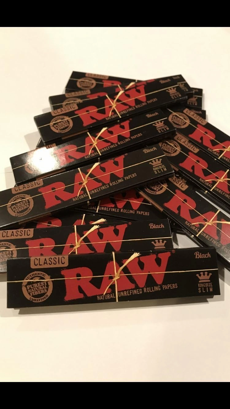 RAW Black King Size Slim Classic Ultra Thin – 50 Booklets of 32 Sheets, 4.65 x 4.49 x 1.97