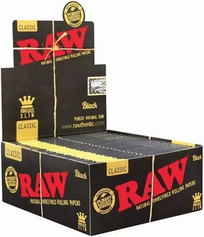 RAW Black King Size Slim Classic Ultra Thin – 50 Booklets of 32 Sheets, 4.65 x 4.49 x 1.97