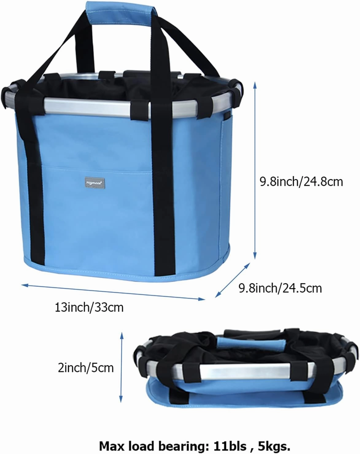 RAYMACE Bicycle Basket Dog Bike Handlebar Basket Front,Folding Detachable Quick Release Easy Install,Cycling Picnic Bag
