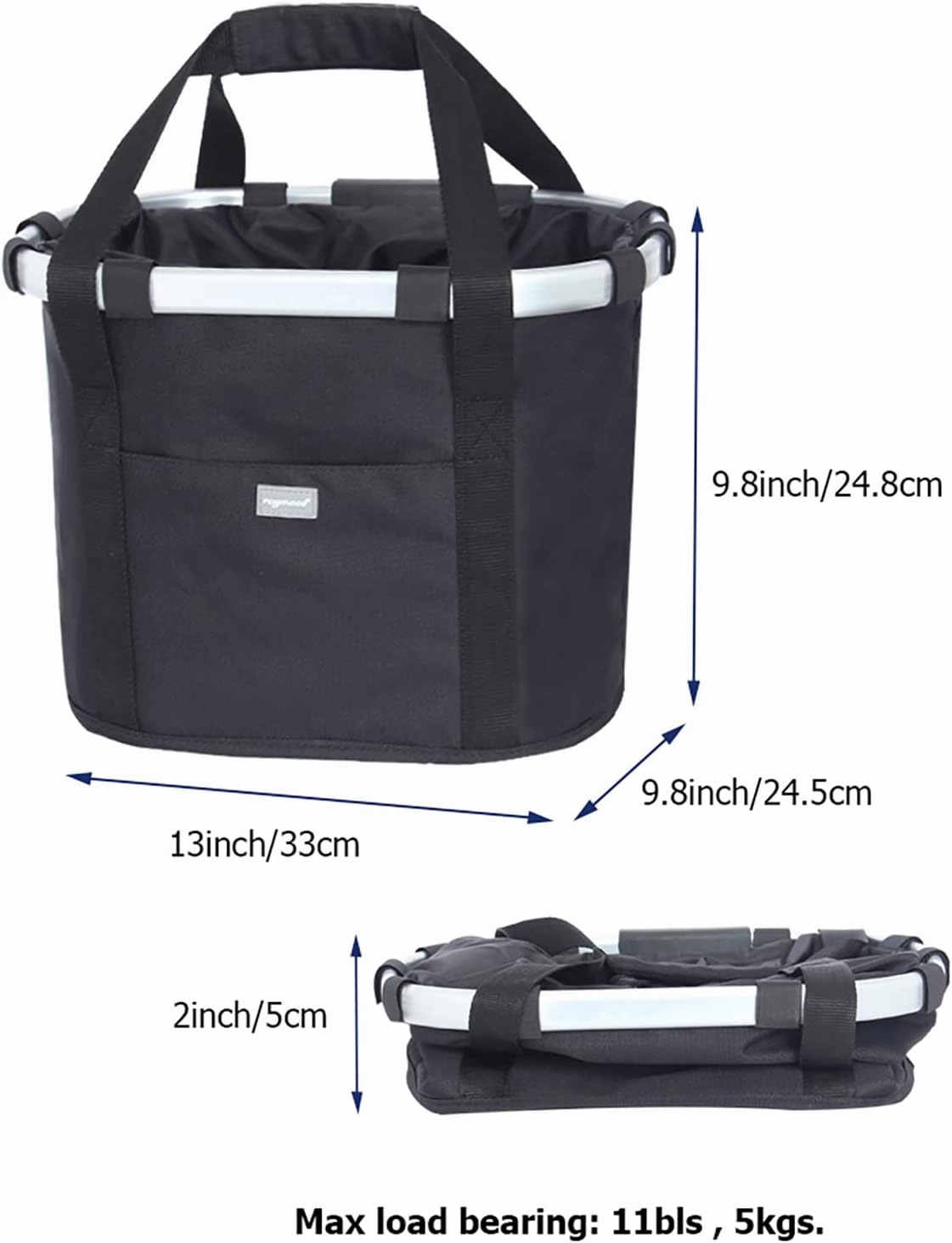 RAYMACE Bicycle Basket Dog Bike Handlebar Basket Front,Folding Detachable Quick Release Easy Install,Cycling Picnic Bag