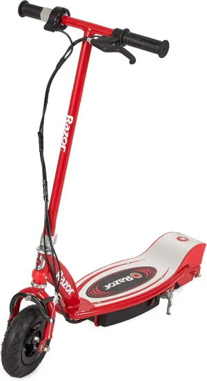 Razor E175 Kids Ride On 24V Motorized Battery Powered Electric Scooter Toy, Speeds up to 10 MPH with Brakes and Pneumatic Tires, Red