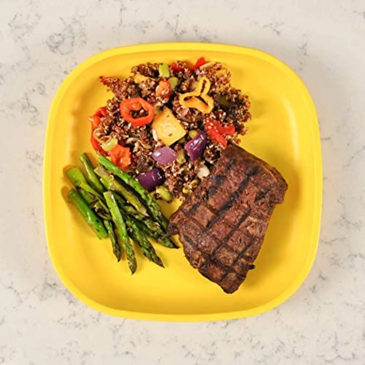Re-Play Made in USA Recycled Products, Set of 4 (9" Heavy Duty Dining Plate, Yellow) Great for Outdoor, Camping, Party, Tailgating or Everyday Dining
