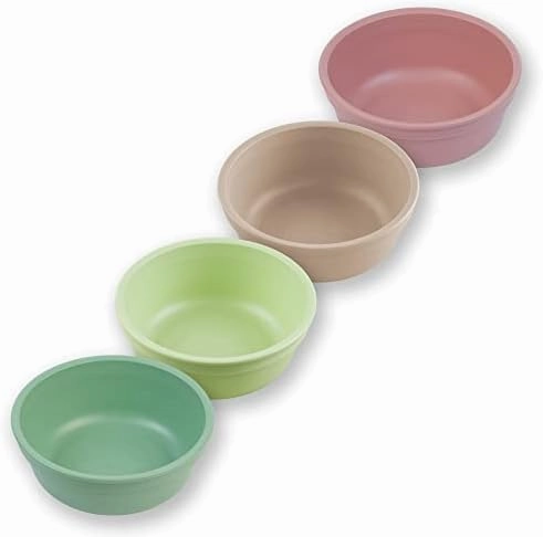 Re-Play 12 Oz. Toddler Bowls for Snack and Everyday Dining - Dishwasher and Microwave Safe - Made in USA - Set of 4-5.75" x 5.75" x 2" - Cactus Flower