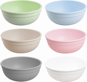 Re-Play Made in USA 20 Oz. Reusable Plastic Bowls, Pack of 6 - Dishwasher and Microwave Safe Bowls for Snacks, Cereals, and Everyday Dining - Durable Toddler Bowl Set 4.75" x 4.75" x 2", Meadow
