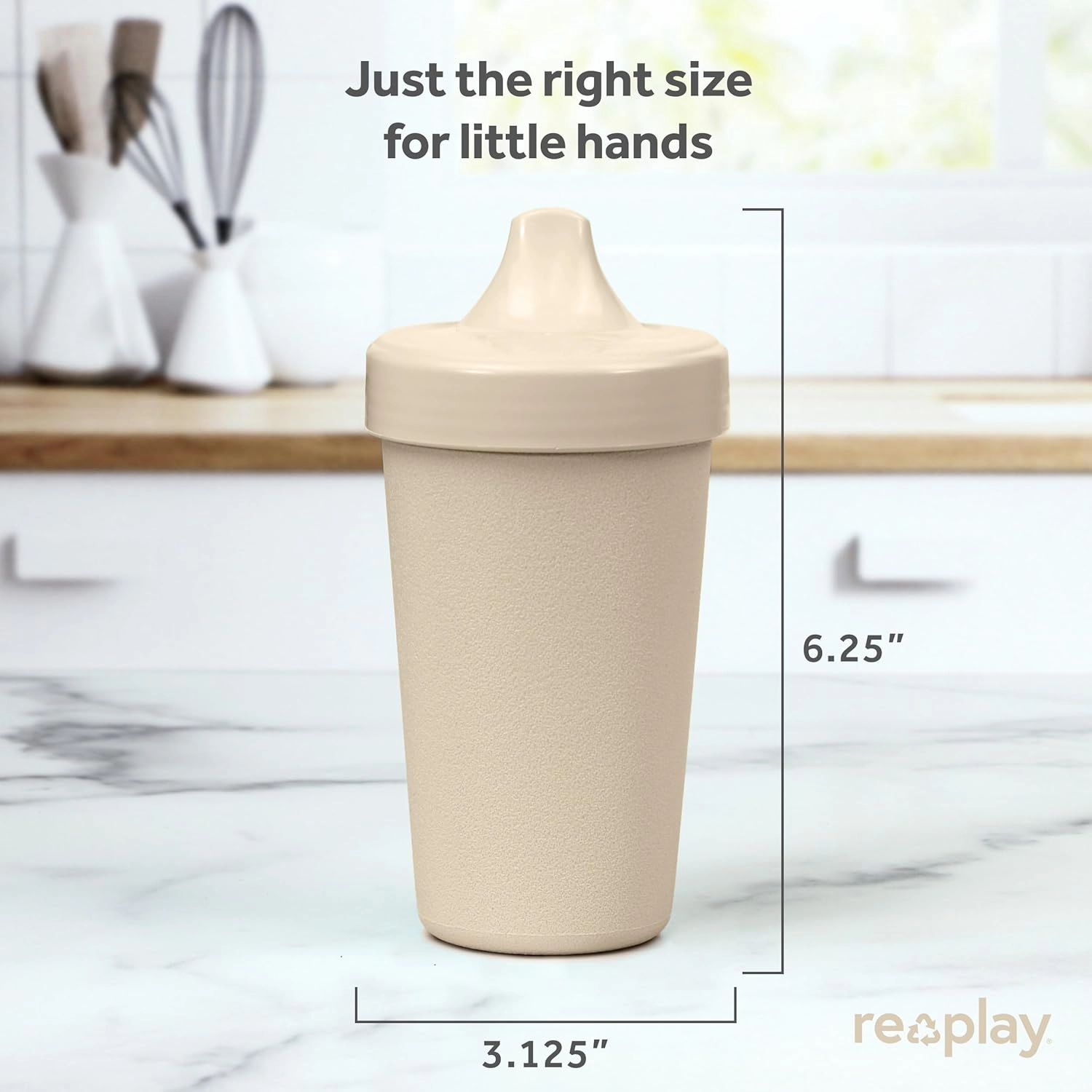 Re-Play Sippy Cups for Toddlers - 10 Oz. Reusable Spill Proof Cups for Kids, Dishwasher/Microwave Safe - Made in USA - Set of 3-3.13" x 6.25" - Beach Baby