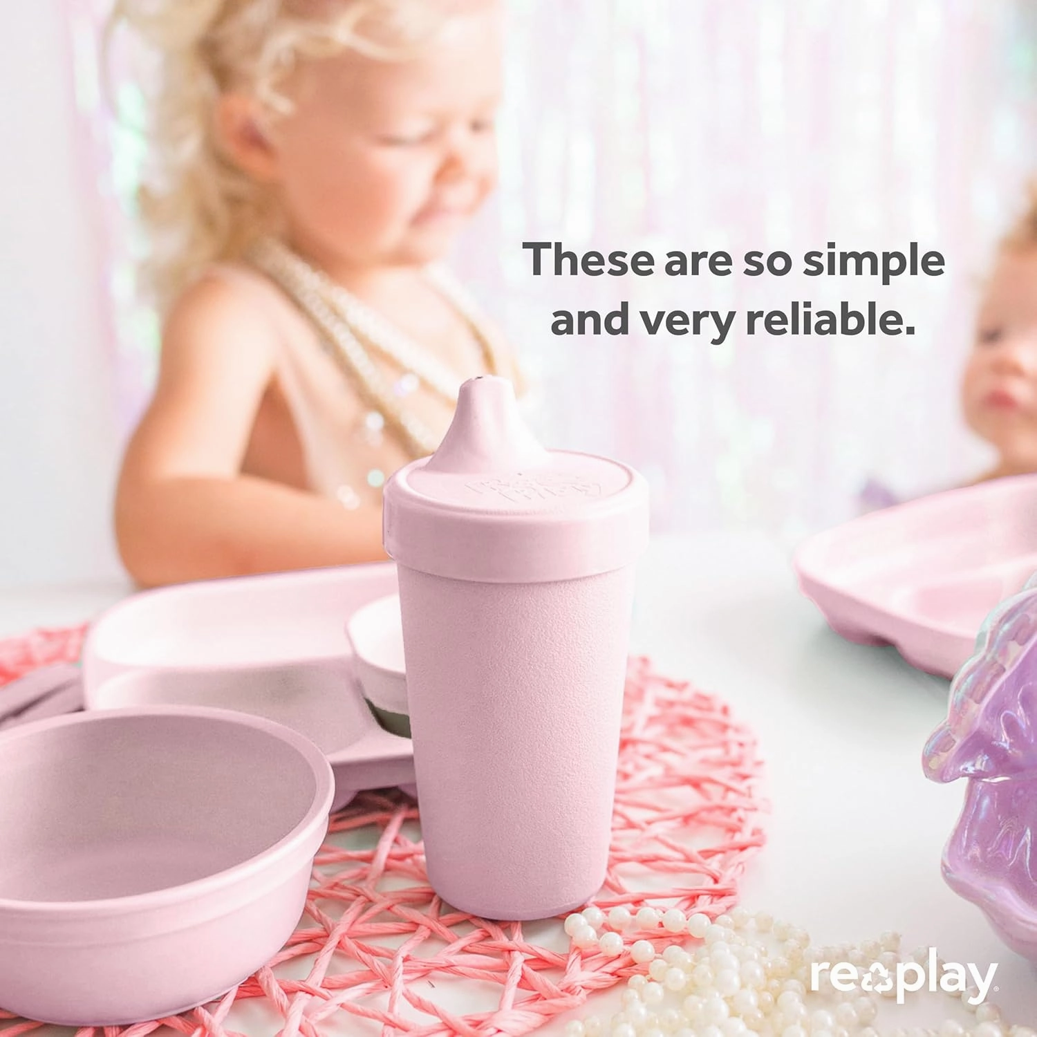 Re-Play Sippy Cups for Toddlers - 10 Oz. Reusable Spill Proof Cups for Kids, Dishwasher/Microwave Safe - Made in USA - Set of 4-3.13" x 6.25" - Desert Roses