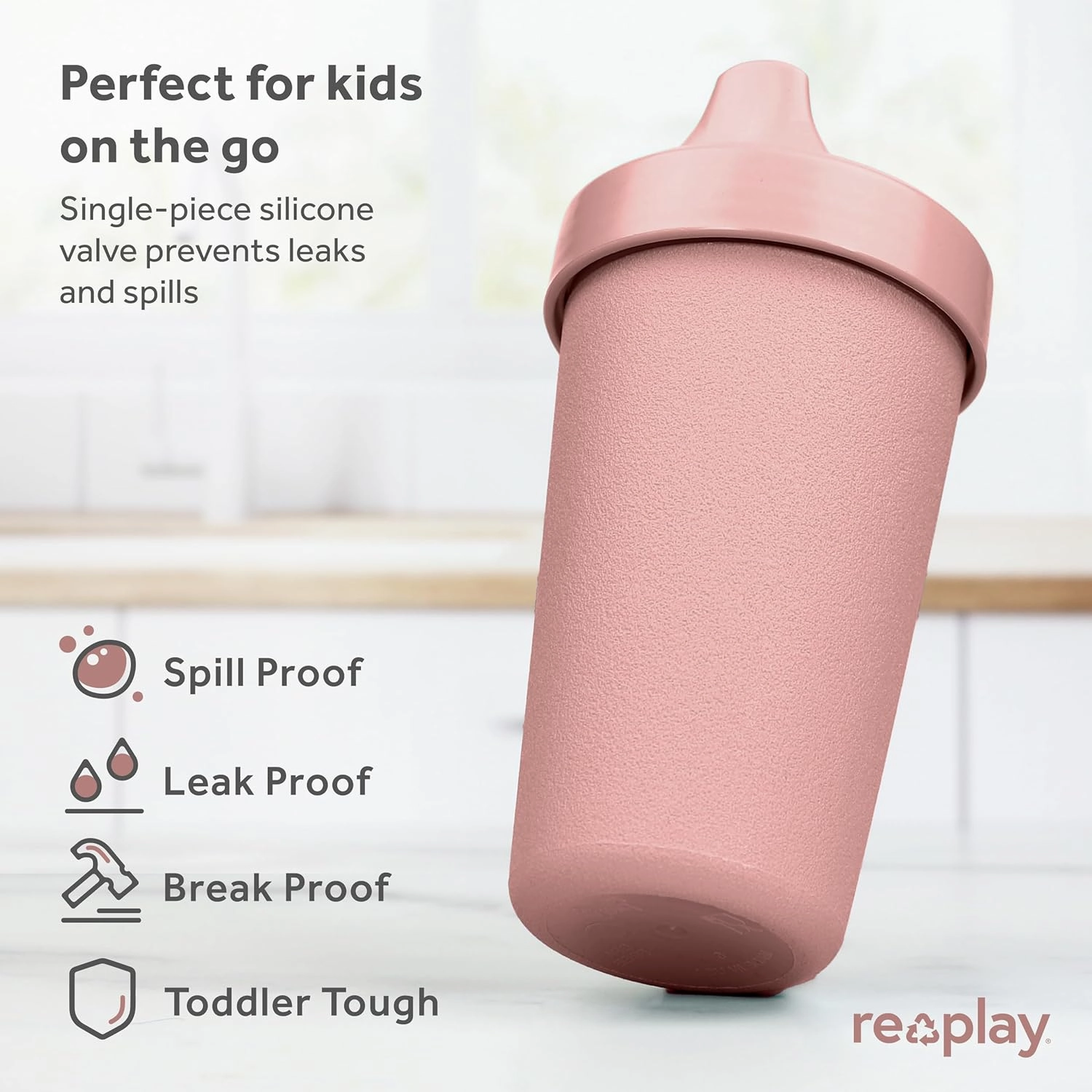 Re-Play Sippy Cups for Toddlers - 10 Oz. Reusable Spill Proof Cups for Kids, Dishwasher/Microwave Safe - Made in USA - Set of 4-3.13" x 6.25" - Desert Roses