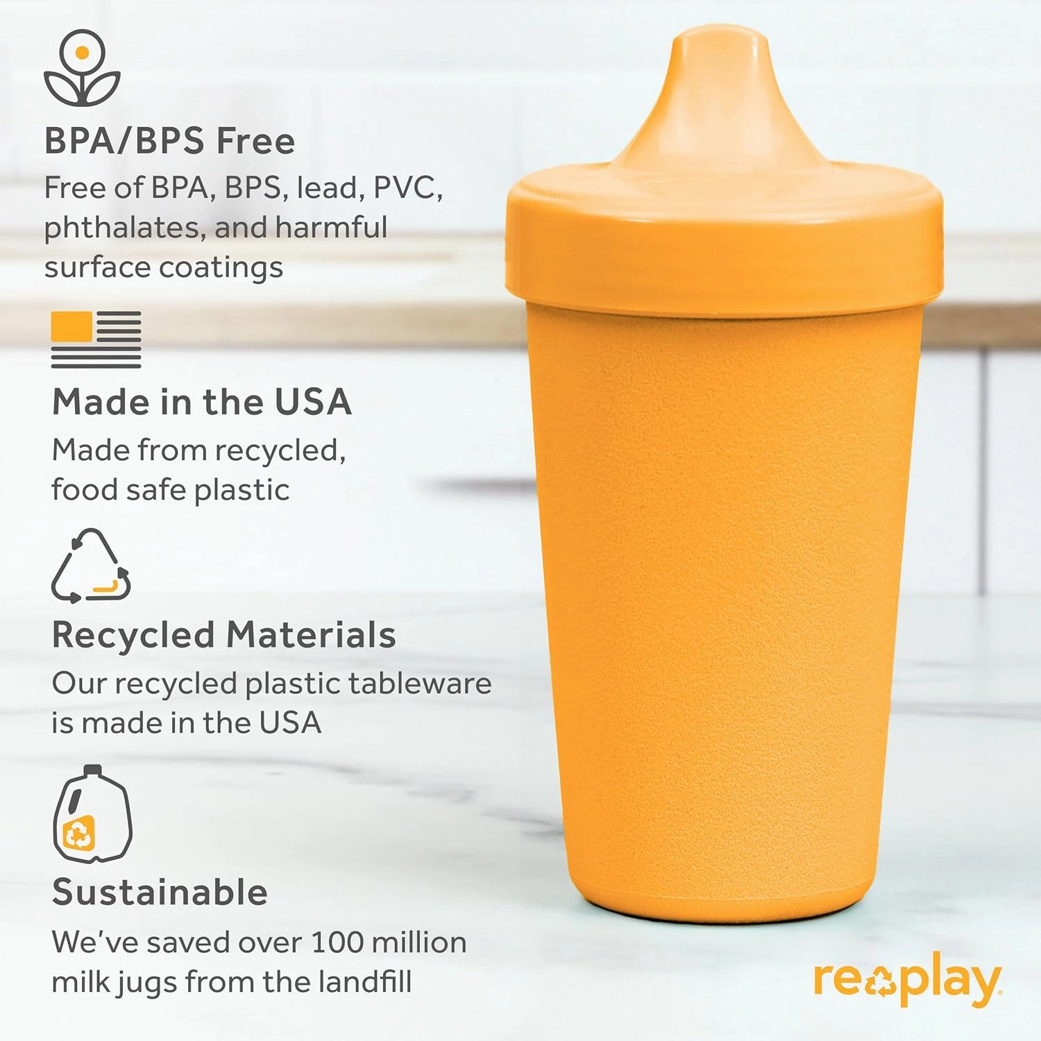 Re-Play Sippy Cups for Toddlers - 10 Oz. Reusable Spill Proof Cups for Kids, Dishwasher/Microwave Safe - Made in USA - Set of 4-3.13" x 6.25" - Mardi Gras