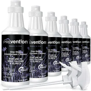 Ready-To-Use Disinfecting Cleaner – Hospital Grade Disinfectant Spray Solution for Salons, Spas, Clinics, Surfaces – Sanitizing Solution & Two Reusable Sprayers – 32oz Bottle (6 Pack)
