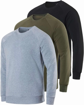 Real Essentials 3 Pack: Men's Soft Plush Fleece Crewneck Sweatshirt - Athletic Pullover Sweater (Available In Big & Tall)