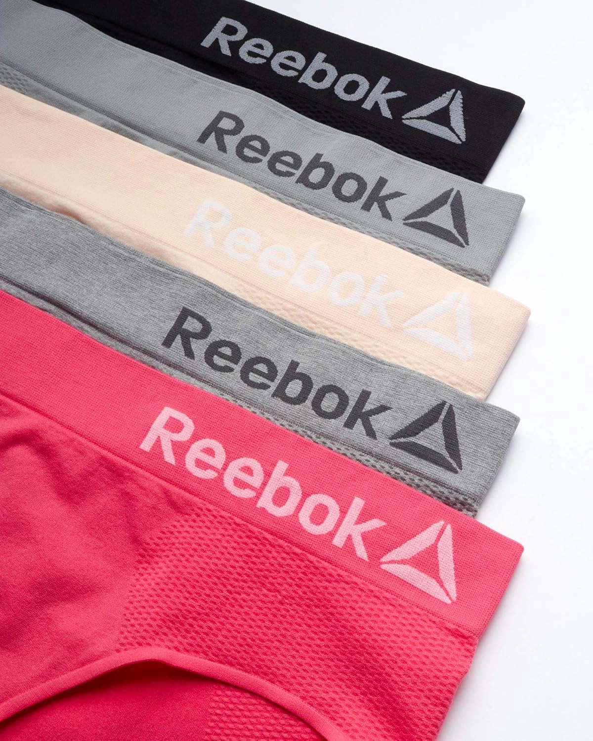 Reebok Hipster Panties for Women - 5 Pack Stretch Performance Seamless Underwear with Relaxed Tagless Waist (S-XL)
