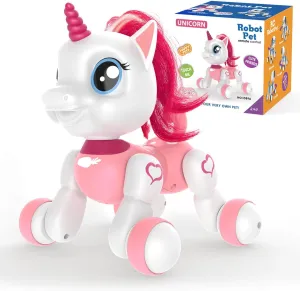 Remote Control Unicorn Robot Pets - Toys for Girls Age 4-6, Gifts for 3 4 5 6 7 8 Year Old Girl Kid Little Toddler Birthday Ideas - Pink