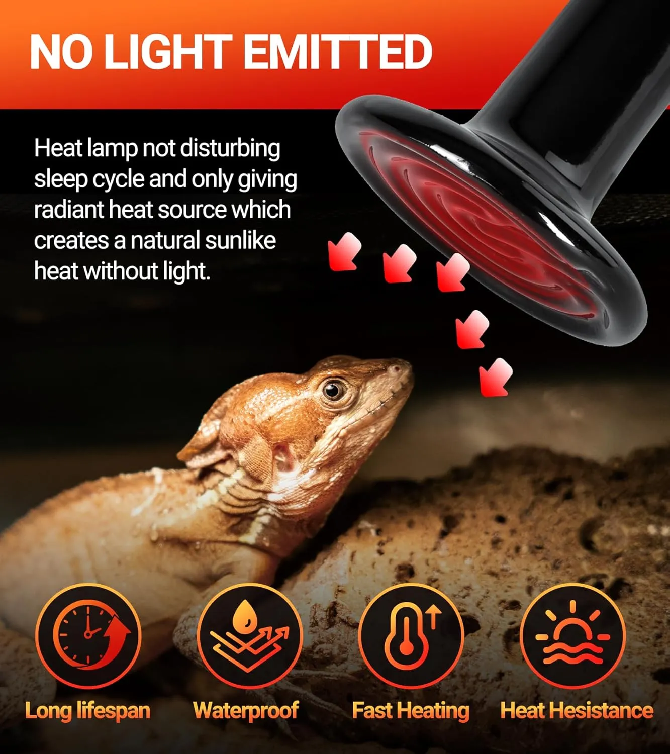 REPTI ZOO 2Pack Ceramic Heat Emitter 60W Reptile Heat Lamp Night Heat Lamp Bulbs Reptile Terrarium Heat lamp Tank Heat Bulb for Turtle Bearded Dragon Gecko Lizard Snake Chicken E26