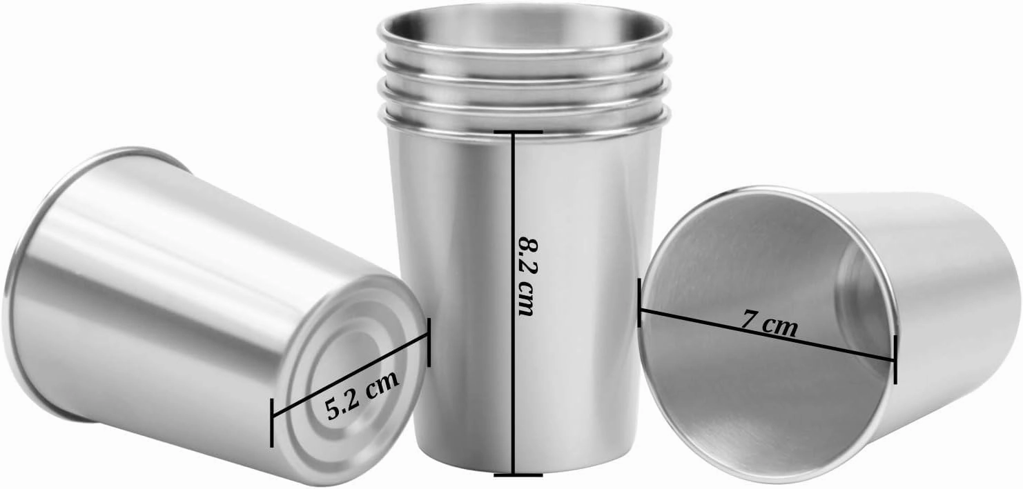 Resinta 10 Pieces 8 Ounce Stainless Steel Cups Metal Pint Cups Shatterproof Drinking Glasses for Kids or Adults (8 oz)
