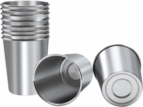 Resinta 10 Pieces 8 Ounce Stainless Steel Cups Metal Pint Cups Shatterproof Drinking Glasses for Kids or Adults (8 oz)