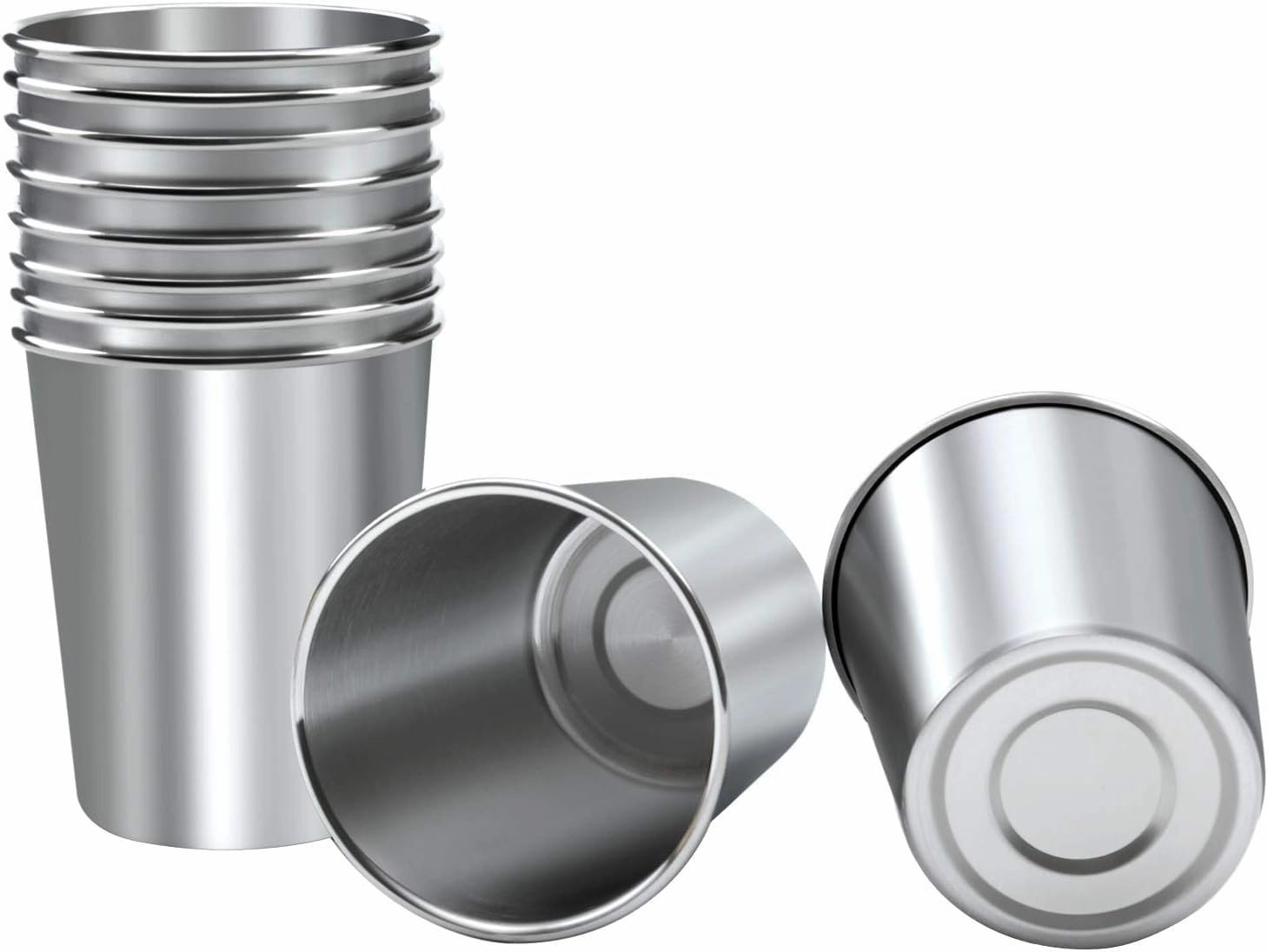 Resinta 10 Pieces 8 Ounce Stainless Steel Cups Metal Pint Cups Shatterproof Drinking Glasses for Kids or Adults (8 oz)