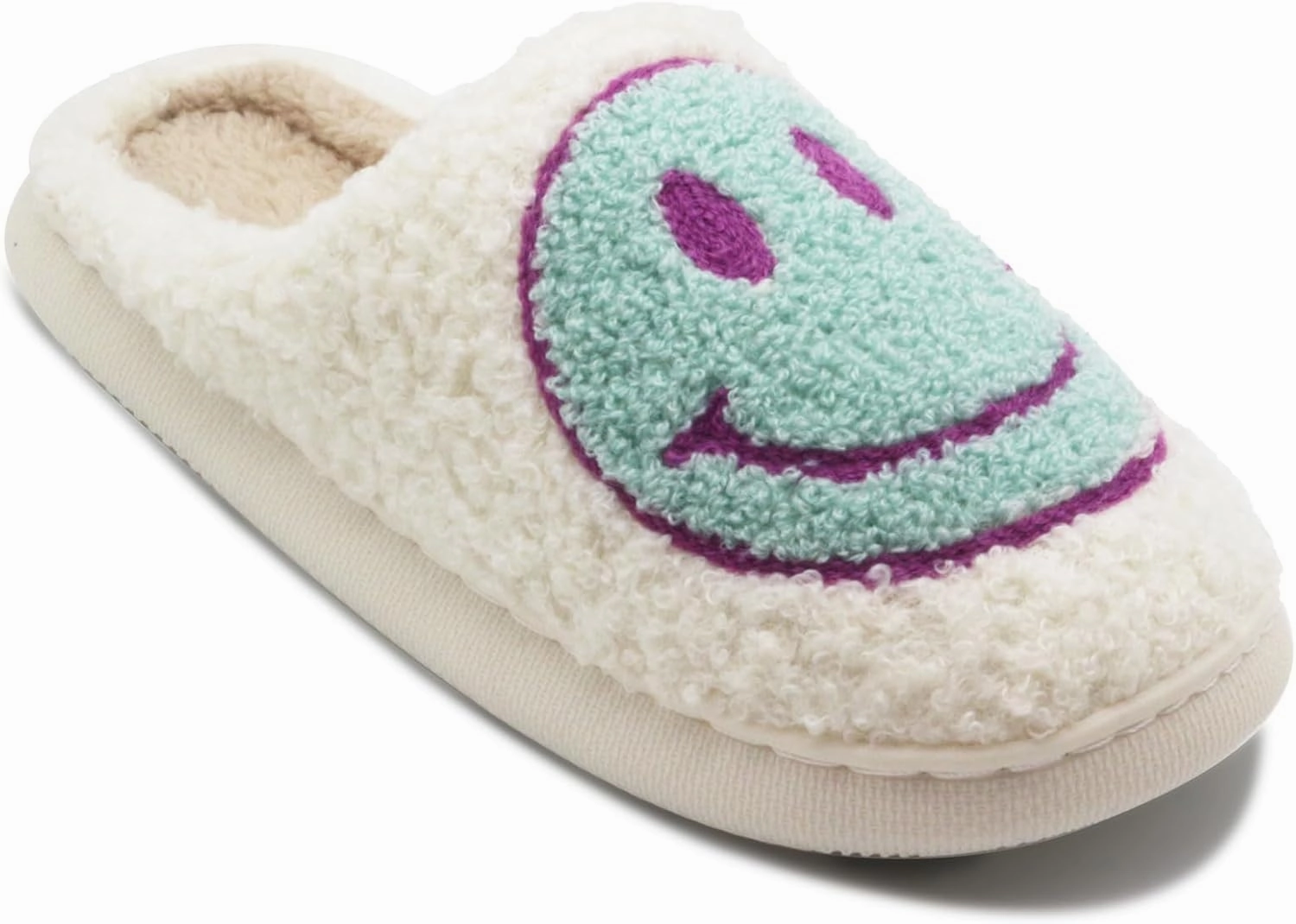 Retro Fuzzy Face Slippers for Women Men, Lightweight Slip-on Soft Fluffy Warm Couple Style Casual Cute Cozy Indoor Outdoor House Memory Foam Happy Face Slippers